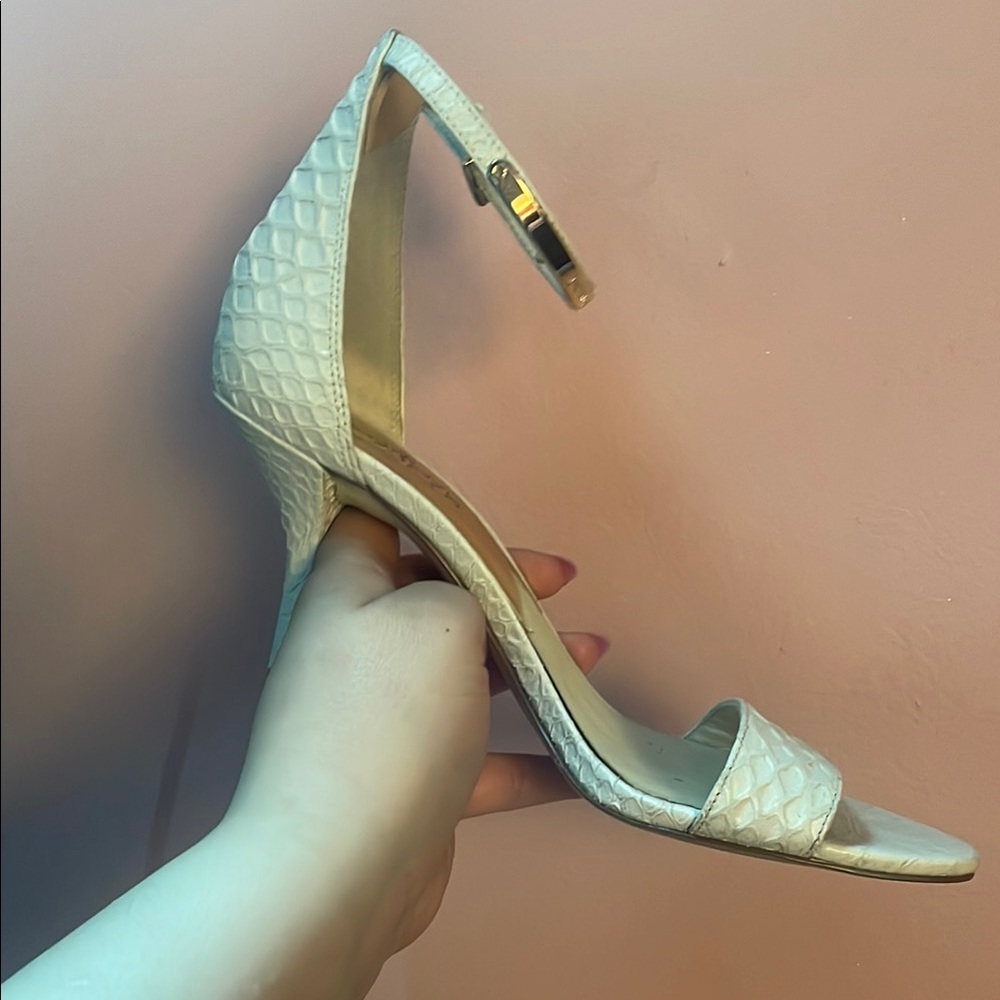 Michael Kors Cream Heels with Textured Design